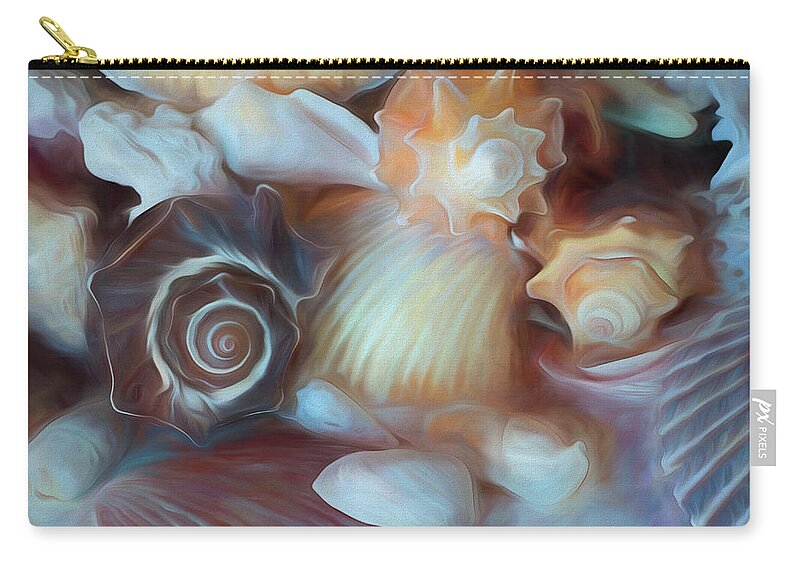 Shells Zip Pouch featuring the mixed media Dream of Seashells by Lynda Lehmann