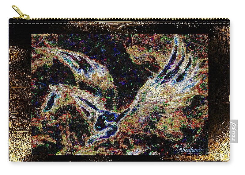 Chromatic Poetics Zip Pouch featuring the mixed media Dream of the Horse with Painted Wings by Aberjhani