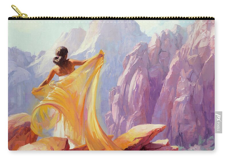 Southwest Zip Pouch featuring the painting Dreamcatcher by Steve Henderson