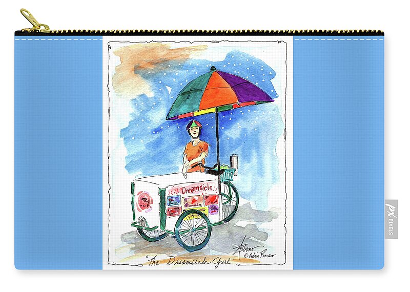 Ice Cream Carry-all Pouch featuring the painting Dreamsicle Girl by Adele Bower