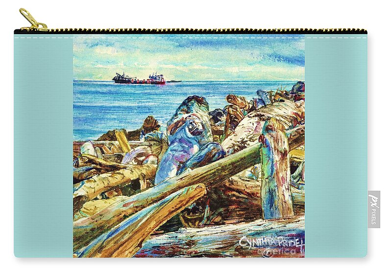Cynthia Pride Watercolors Zip Pouch featuring the painting Driftin' by Cynthia Pride