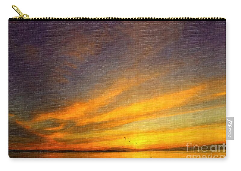 Sunset Zip Pouch featuring the painting Drifting by Chris Armytage