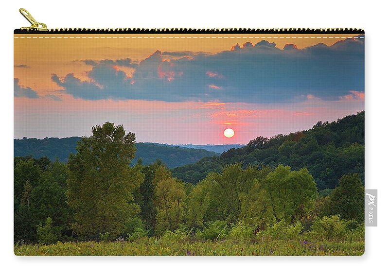 5dii Zip Pouch featuring the photograph Driftless Sunset by Mark Mille