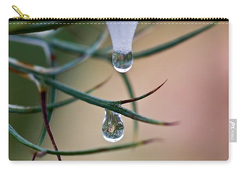 Macro Photography Zip Pouch featuring the photograph Droplet Duo by Kerri Farley