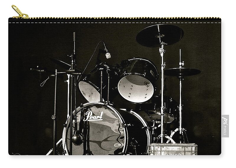 Drums Zip Pouch featuring the photograph Drums and Crate by Linda Bianic