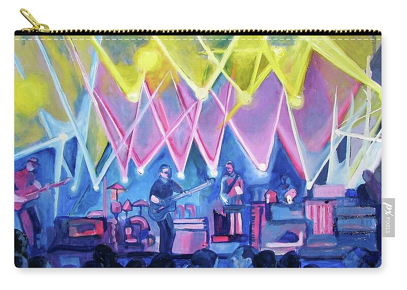 Night Scenes Zip Pouch featuring the painting Dru's Night with Um by Patricia Arroyo