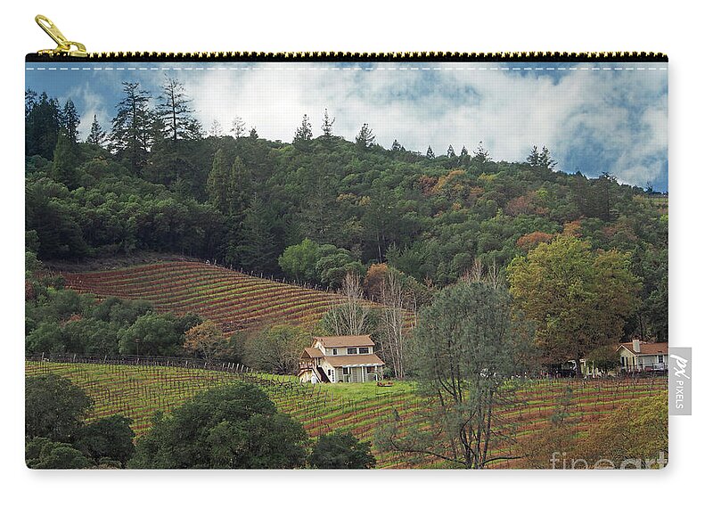 Dry Creek Valley Zip Pouch featuring the photograph Dry Creek Valley Vineyard by Jacklyn Duryea Fraizer
