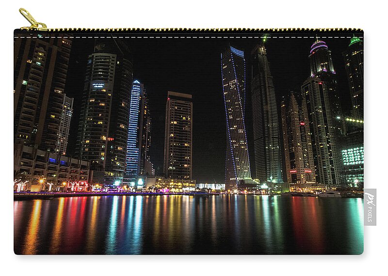 Skyline Zip Pouch featuring the photograph Dubai Marina by Mike Dunn