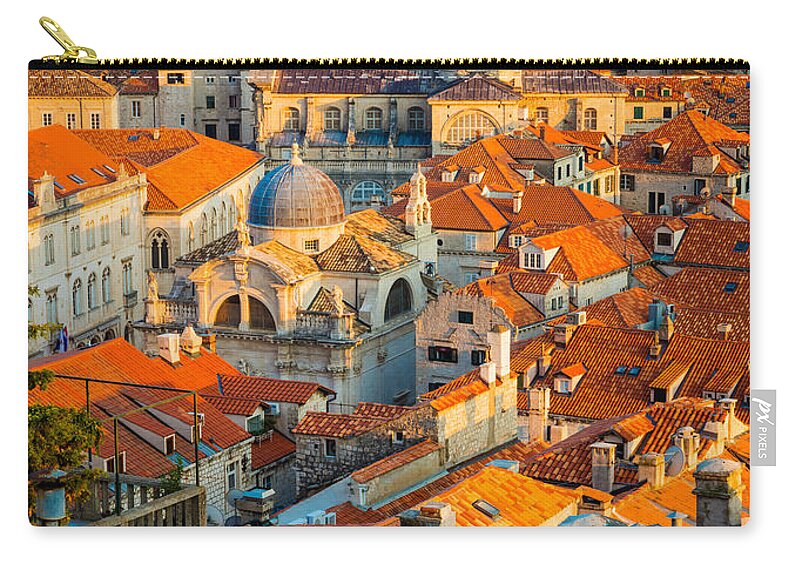 Adriatic Zip Pouch featuring the photograph Dubrovnik Sunset by Inge Johnsson
