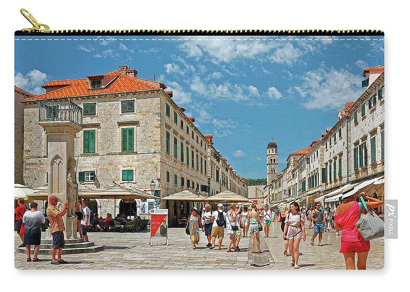 Placa Zip Pouch featuring the photograph Dubrovnik's Placa by Sally Weigand