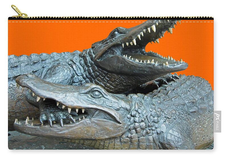 The Swamp Zip Pouch featuring the photograph Dueling Gators Transparent For Customization by D Hackett