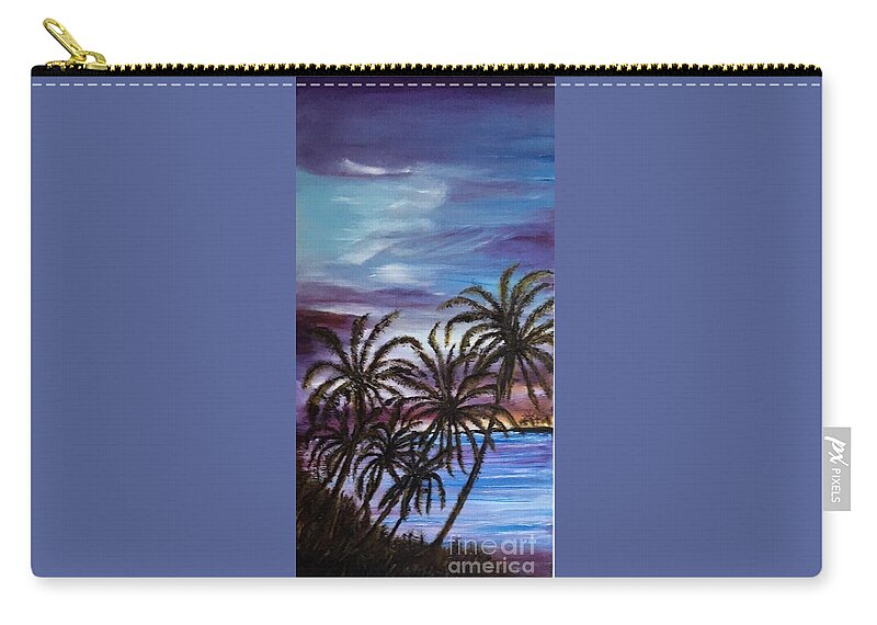 Seascape Zip Pouch featuring the painting Dusk at Palm Beach by Michael Silbaugh