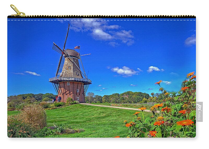 Windmill Zip Pouch featuring the photograph Dutch Windmill by Rodney Campbell
