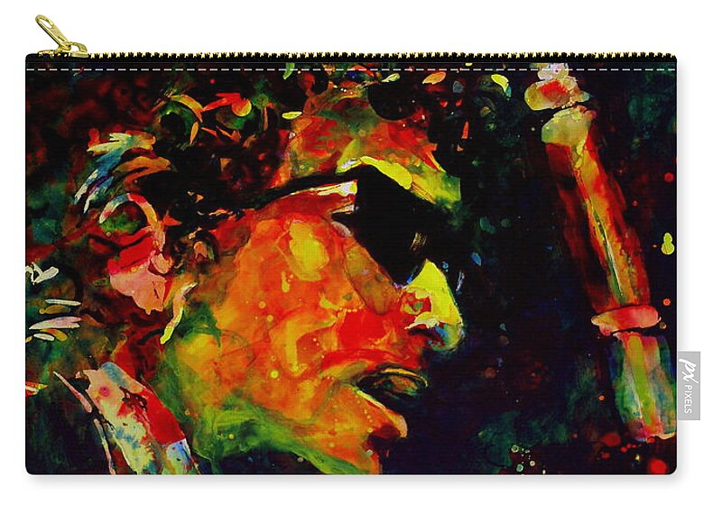 Bob Dylan Zip Pouch featuring the painting Dylan by Greg and Linda Halom