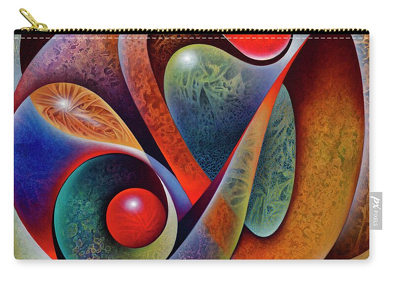 Dynamic-series Zip Pouch featuring the painting Dynamic Mantis by Ricardo Chavez-Mendez