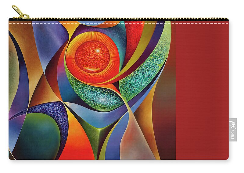 Abstract Zip Pouch featuring the painting Dynamic Series #28 - 3D by Ricardo Chavez-Mendez
