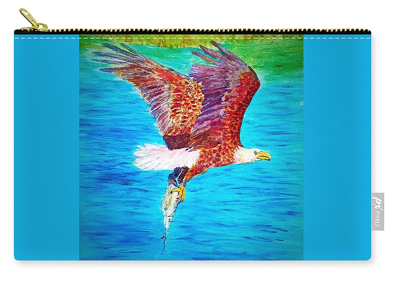 Bald Eagle Zip Pouch featuring the painting Eagle's Lunch by Anne Sands