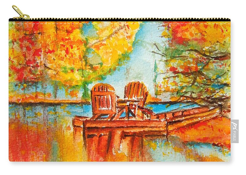Autumn Zip Pouch featuring the painting Early Autumn Reflections by Elaine Duras