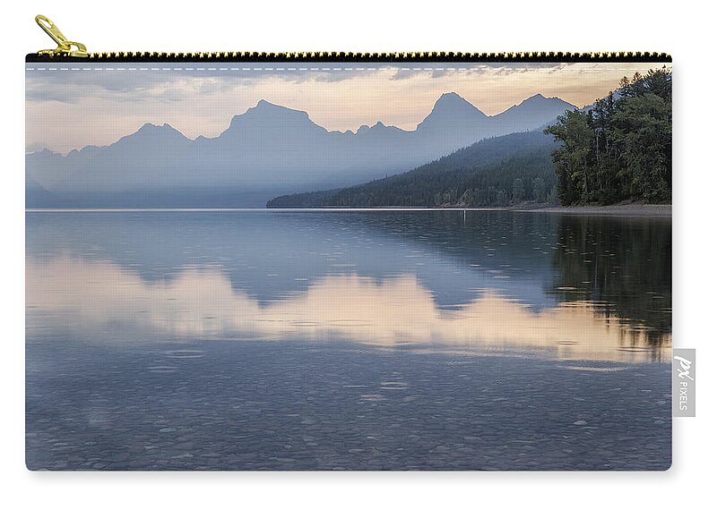 Lake Mcdonald Zip Pouch featuring the photograph Early Morning at Lake McDonald - Glacier NP by Belinda Greb
