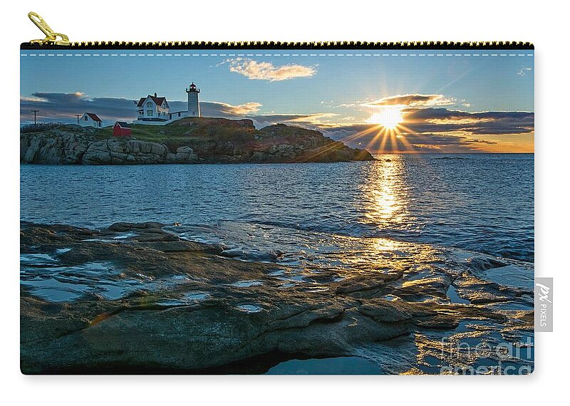 Nubble Zip Pouch featuring the photograph Early Morning at the Nubble by Steve Brown