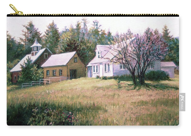 Farm Zip Pouch featuring the painting Early Morning Farm by Marie Witte