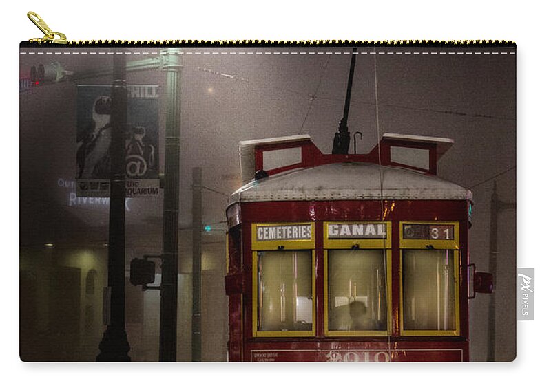 Nola Zip Pouch featuring the photograph Early Morning Trolley by Jarrod Erbe
