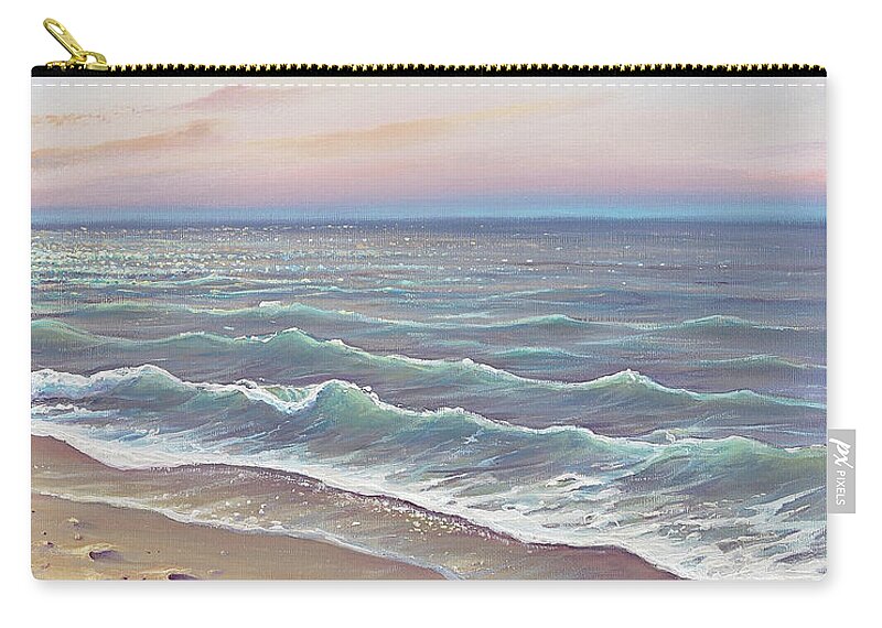 Beach Zip Pouch featuring the painting Early Morning Waves by Joe Mandrick