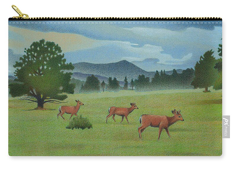 Art Zip Pouch featuring the drawing Early Spring Evergreen by Dan Miller