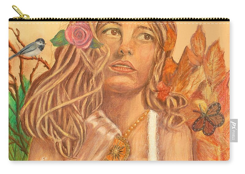 Earth Zip Pouch featuring the painting Earth Goddess1 by Quwatha Valentine