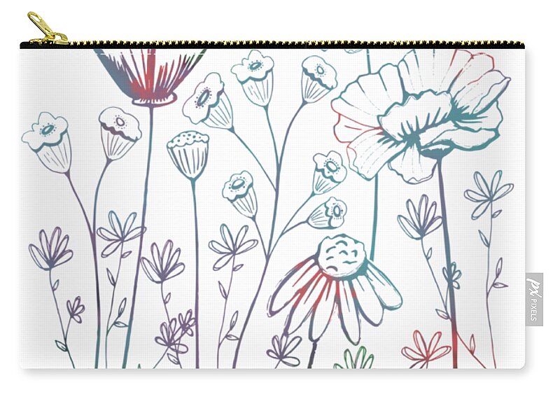 Ralph Waldo Emerson Zip Pouch featuring the digital art Earth Laughs in Flowers by Heather Applegate