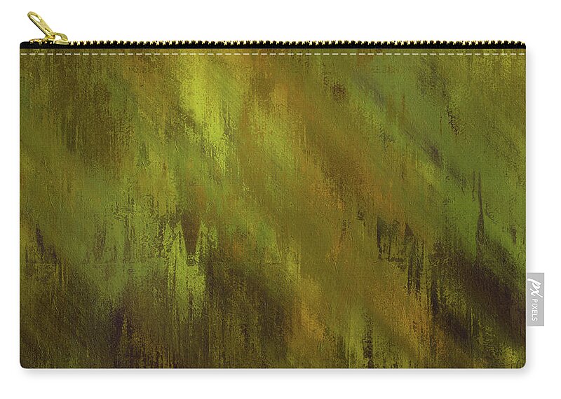 Earthly Moss Abstract Zip Pouch featuring the mixed media Earthly Moss Abstract by Georgiana Romanovna