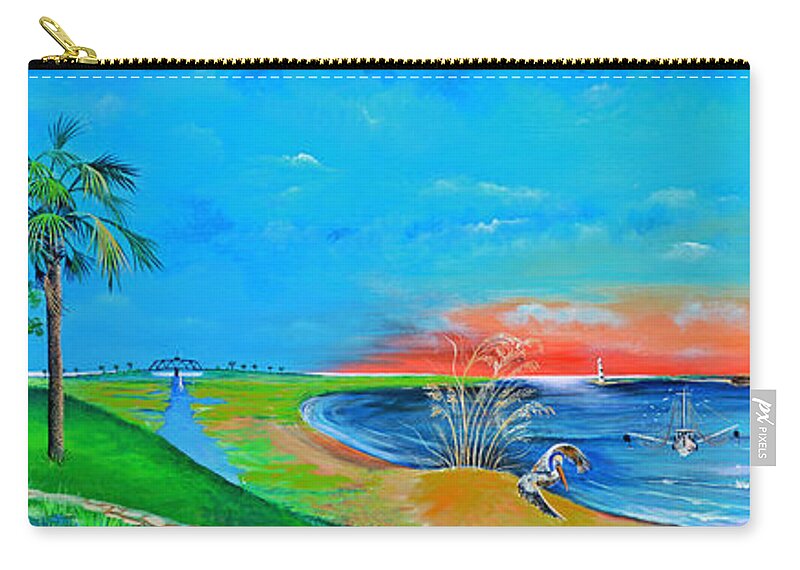 Sullivan's Island Light House Zip Pouch featuring the painting East of the Cooper by Virginia Bond
