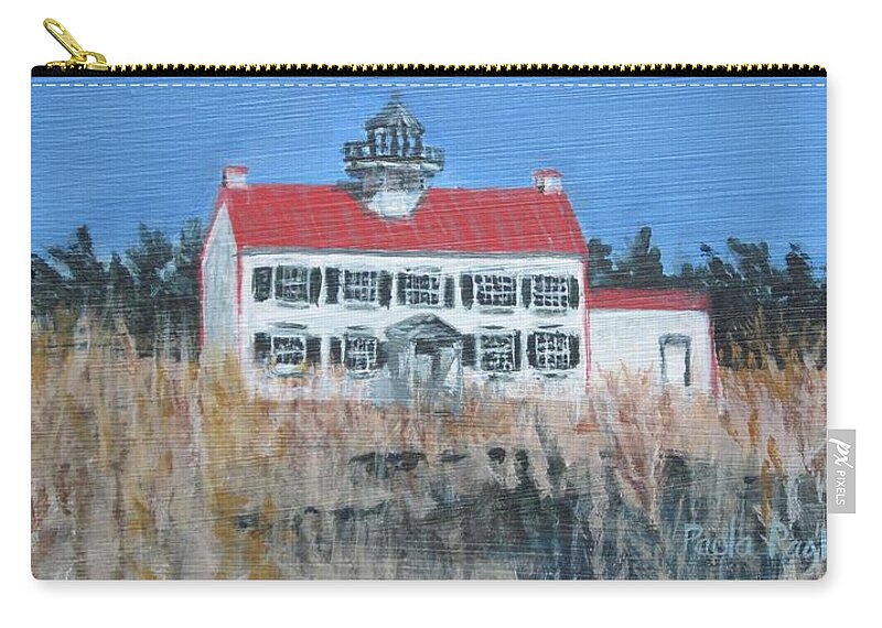 East Point Lightshouse Zip Pouch featuring the painting East Point Lighthouse by Paula Pagliughi