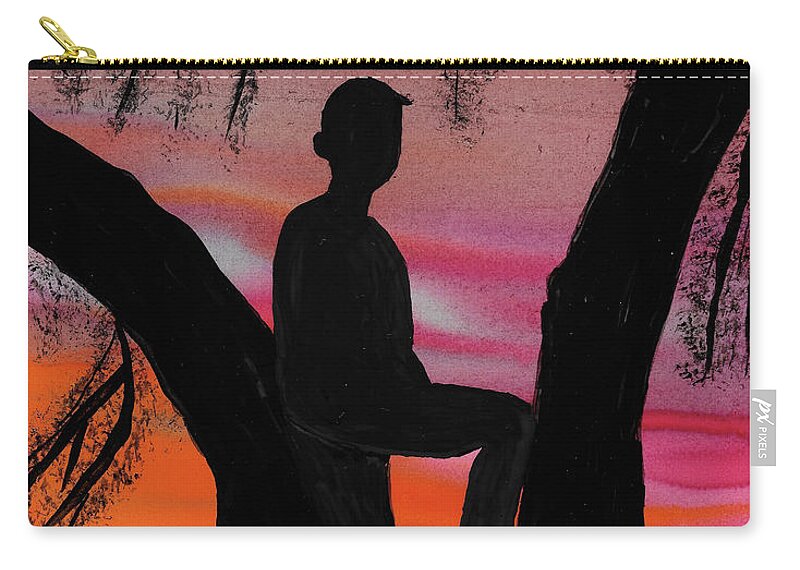 Sunset Zip Pouch featuring the painting East Trailridge by Eli Tynan