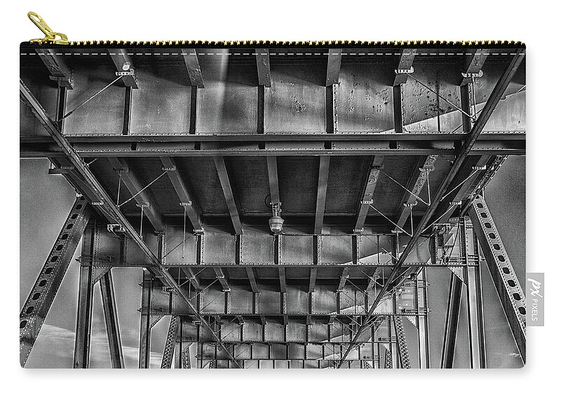 The San Francisco-oakland Bay Bridge Zip Pouch featuring the photograph Eastbound and Down by Marnie Patchett