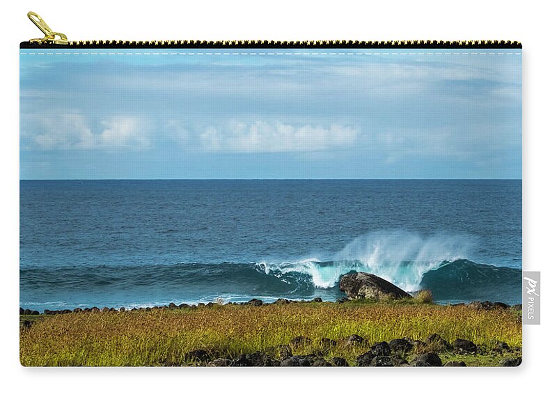 Easter Island Zip Pouch featuring the photograph Easter Island Surf by John Roach