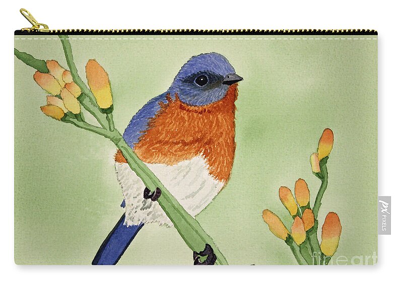Bluebird Zip Pouch featuring the painting Eastern Bluebird by Norma Appleton