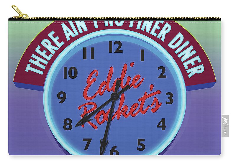 Clock Zip Pouch featuring the digital art Eddie Rocket Clock by Greg Joens