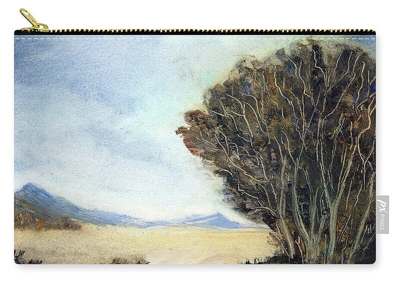 California Zip Pouch featuring the painting Edge of The Mohave by Randy Sprout