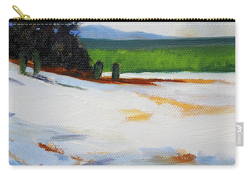 Oregon Zip Pouch featuring the painting Edge of the Snow Field by Nancy Merkle