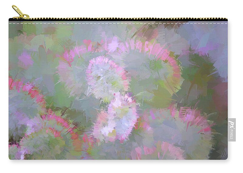 Nature Abstract Zip Pouch featuring the painting Edged in Pink by Bonnie Bruno