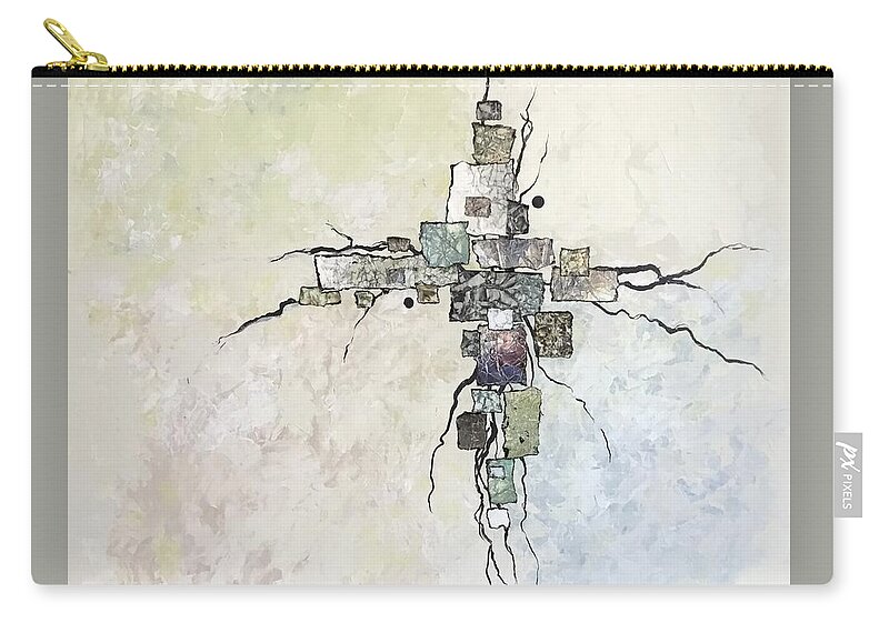 Contemporary Zip Pouch featuring the painting Edgy by Phiddy Webb