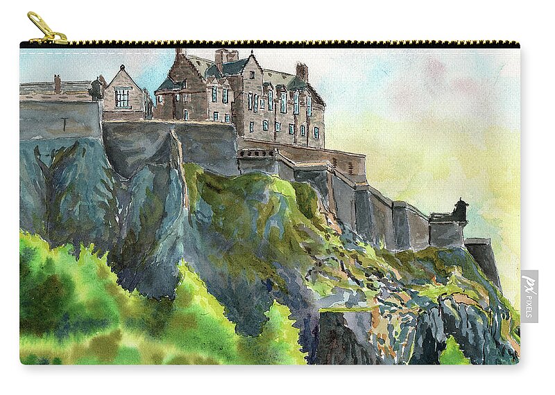 Timithy Zip Pouch featuring the painting Edinburgh Castle from Princes Street by Timithy L Gordon