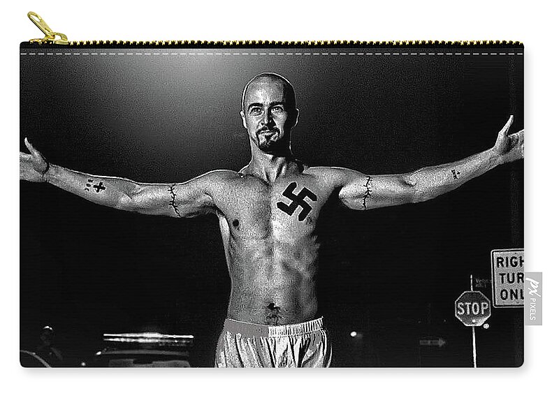 Edward Norton American History X Publicity Photo 1998 Color Added 2015 Zip Pouch featuring the photograph Edward Norton American History X publicity photo 1998 color added 2015 by David Lee Guss