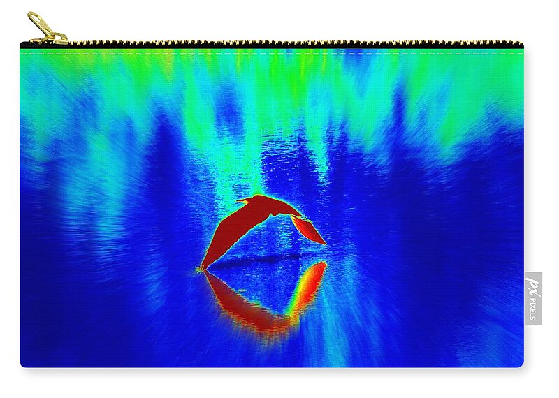 Egret Zip Pouch featuring the mixed media Egret Abstract by Cynthia Guinn