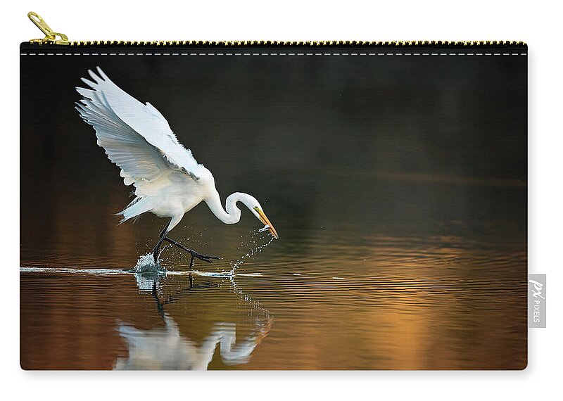 Egret Zip Pouch featuring the photograph Egret at Sunset by Eilish Palmer