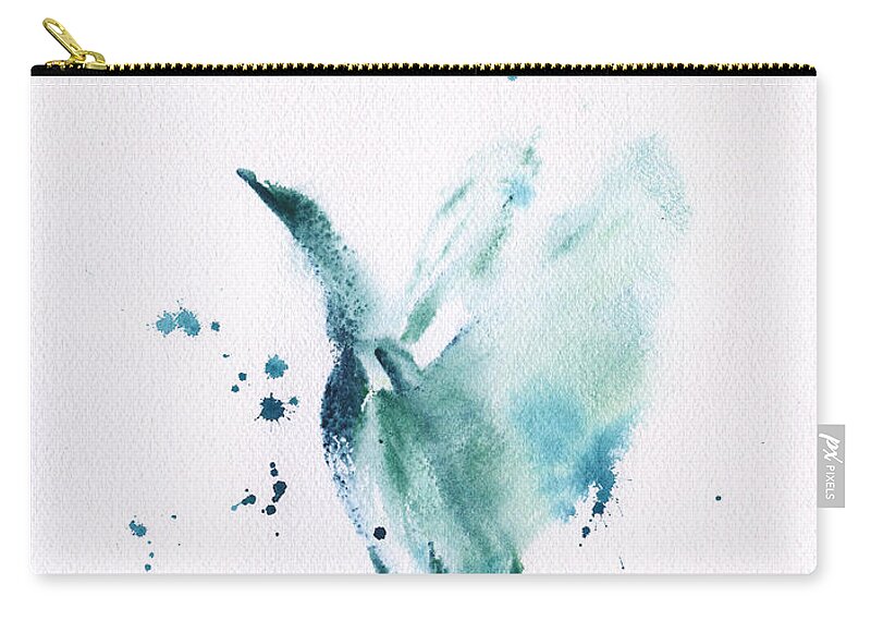 Egret Takes Flight Zip Pouch featuring the painting Egret Takes Flight by Frank Bright