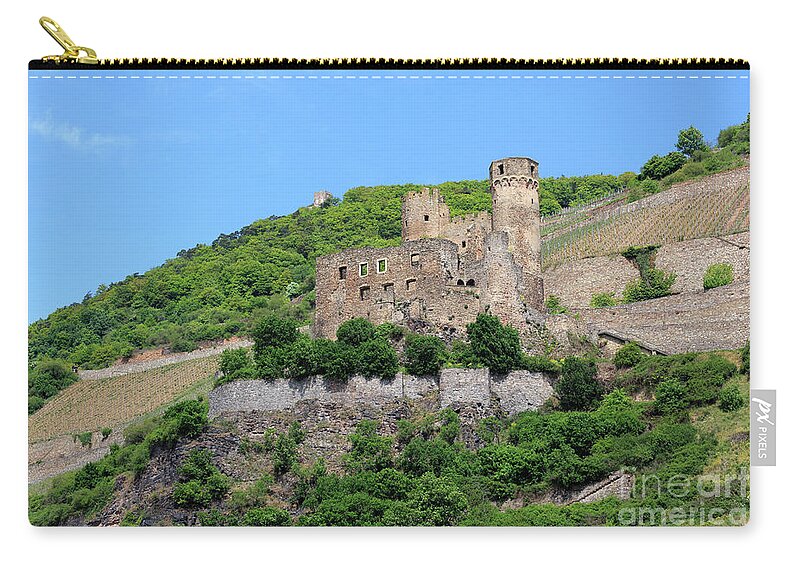 Ehrenfels Castle Zip Pouch featuring the photograph Ehrenfels Castle Rhine Gorge Germany by Louise Heusinkveld