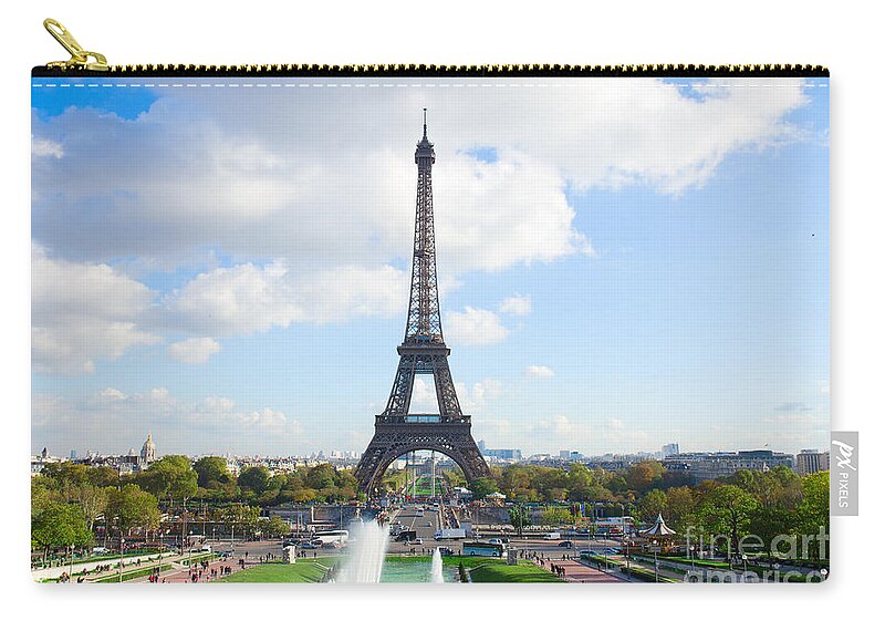 Eiffel Zip Pouch featuring the photograph Eiffel Tour and fountains of Trocadero by Anastasy Yarmolovich