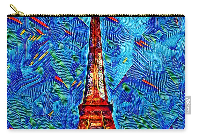 Icon Zip Pouch featuring the digital art Eiffel Tower by Pennie McCracken